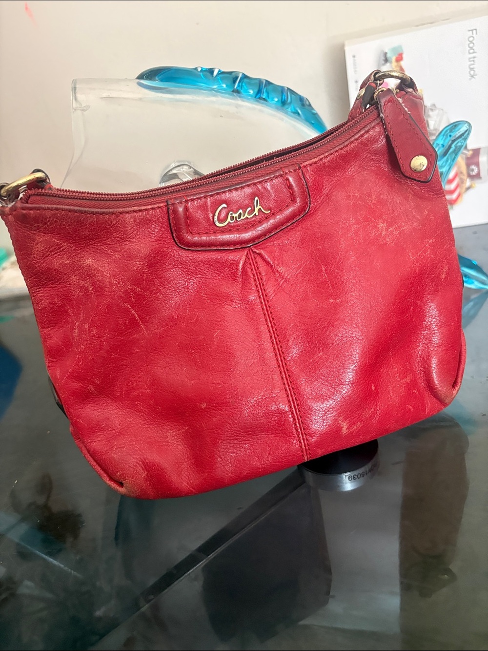 VTG Coach Redish  red  Leather Purse
